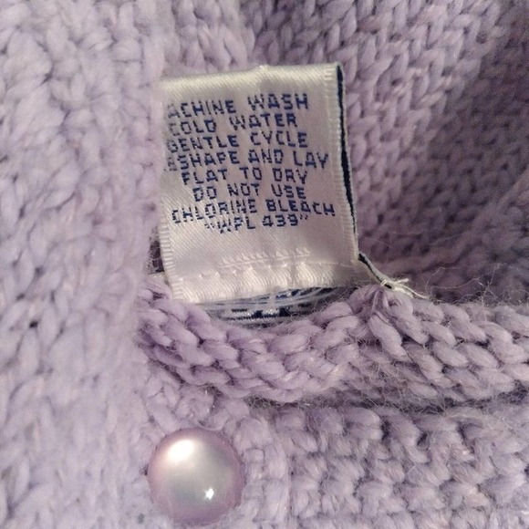 LEON Levin Hand Loomed Lilac Cardigan Sweater - Picture 7 of 7